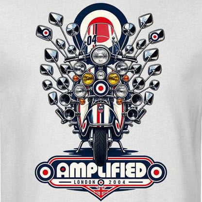 Vintage White - Side - Amplified Unisex Adult Scooter Mod Target T-Shirt