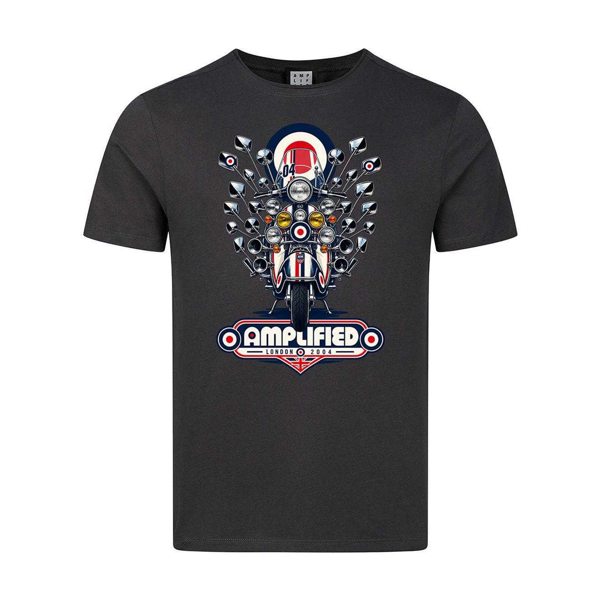 Charcoal - Front - Amplified Unisex Adult Scooter Mod Target T-Shirt