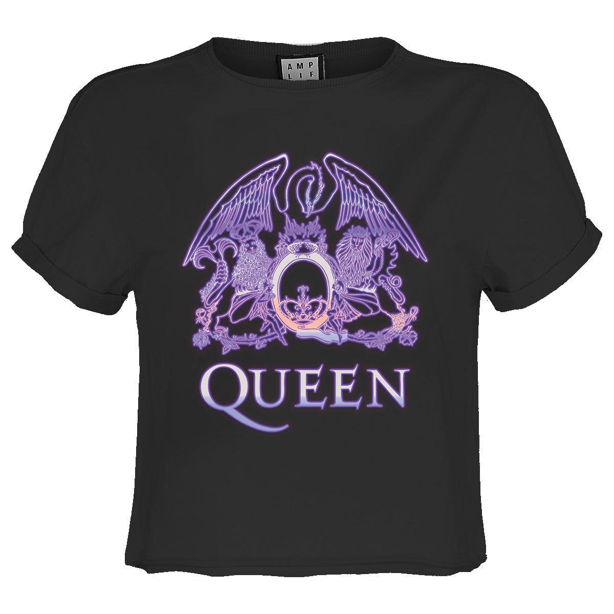 Charcoal - Front - Amplified Womens-Ladies Neon Sign Queen Crop Top