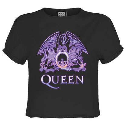 Charcoal - Front - Amplified Womens-Ladies Neon Sign Queen Crop Top