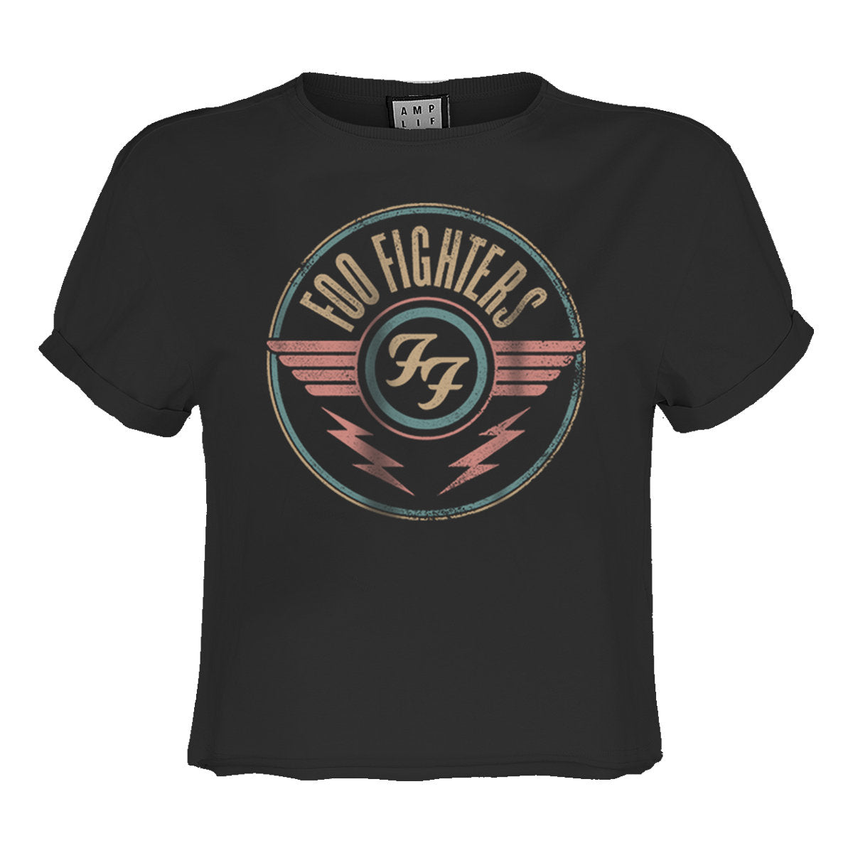 Charcoal - Front - Amplified Womens-Ladies Air Foo Fighters Crop Top