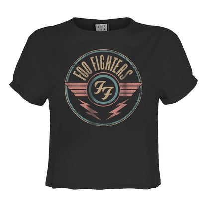 Charcoal - Front - Amplified Womens-Ladies Air Foo Fighters Crop Top