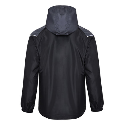 Black-Carbon-Brilliant White - Back - Umbro Childrens-Kids Waterproof Jacket