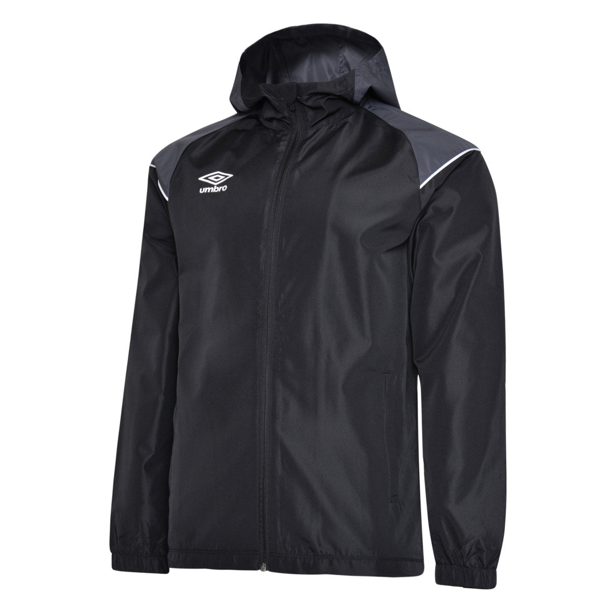 Black-Carbon-Brilliant White - Front - Umbro Childrens-Kids Waterproof Jacket