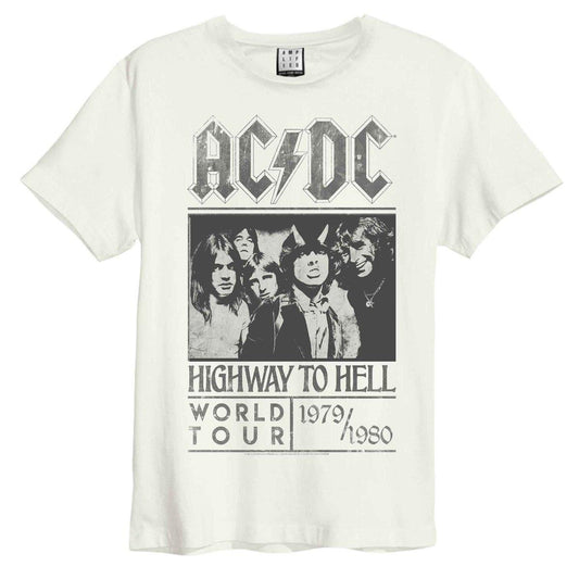 Vintage White - Front - Amplified Unisex Adult Highway To Hell Tour AC-DC T-Shirt