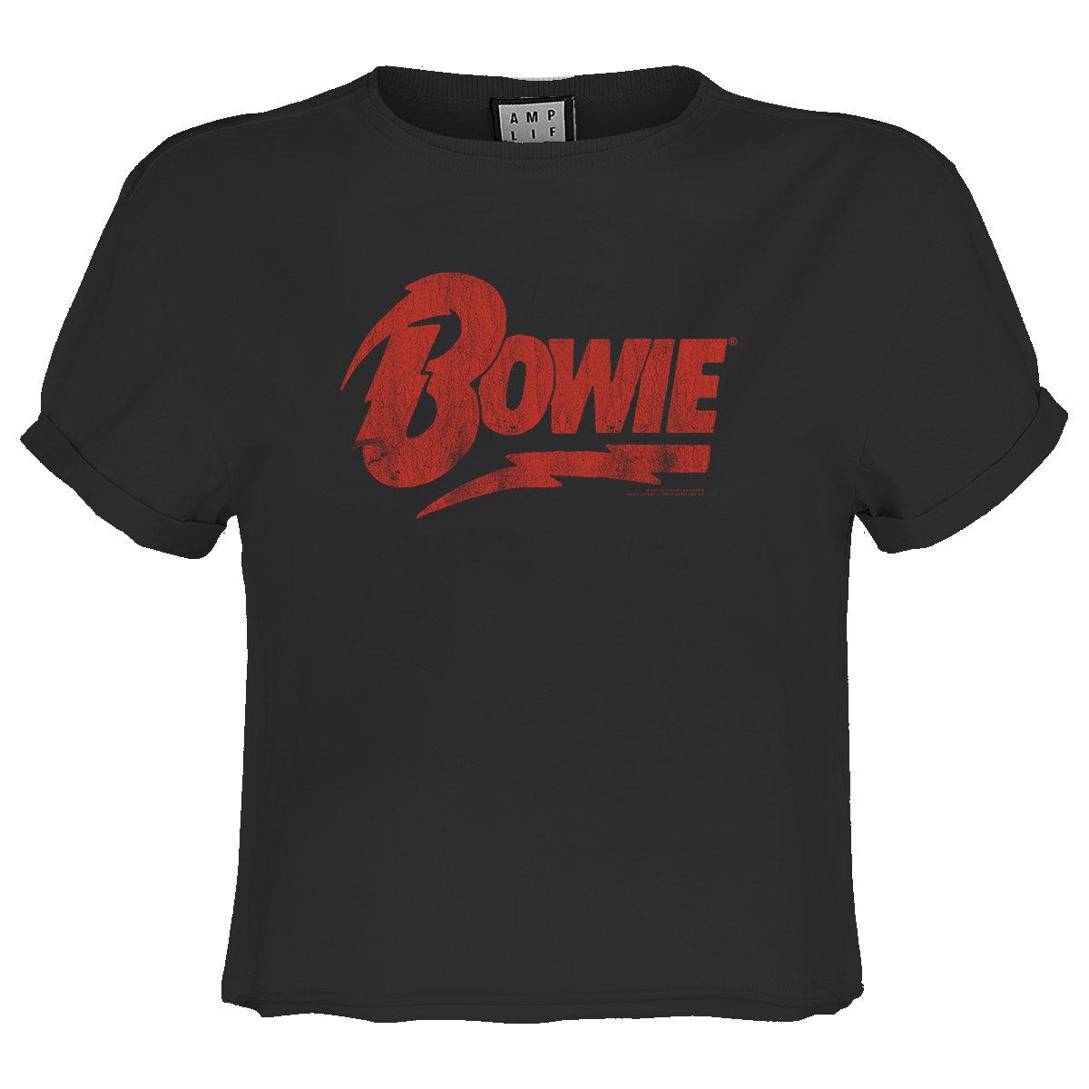 Charcoal-Red - Front - Amplified Womens-Ladies David Bowie Logo T-Shirt
