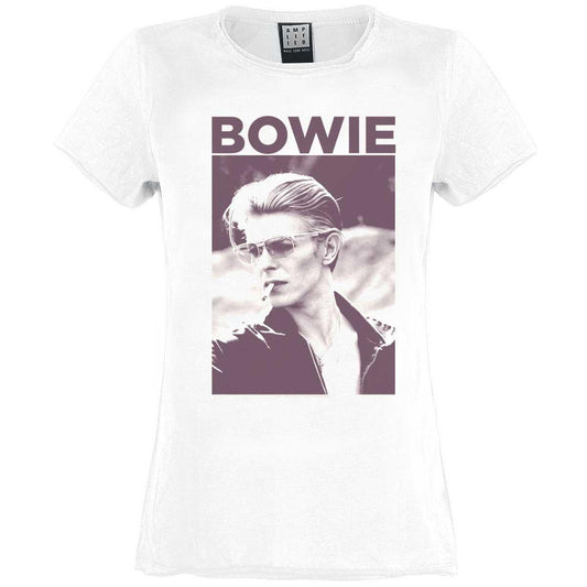 Vintage White - Front - Amplified Womens-Ladies Cigarette David Bowie T-Shirt