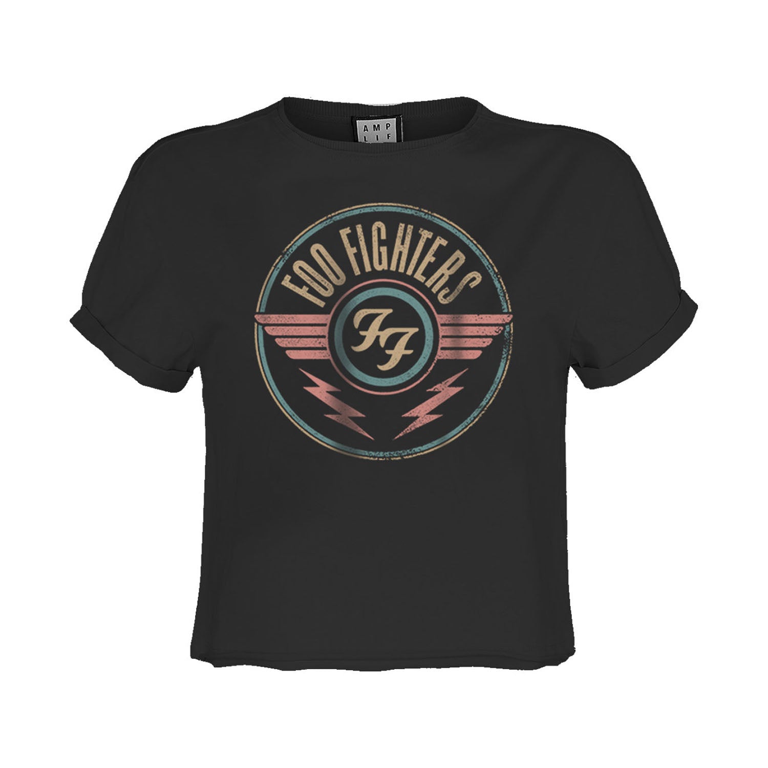 Charcoal - Front - Amplified Womens-Ladies Air Foo Fighters Crop Top