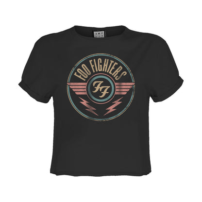 Charcoal - Front - Amplified Womens-Ladies Air Foo Fighters Crop Top