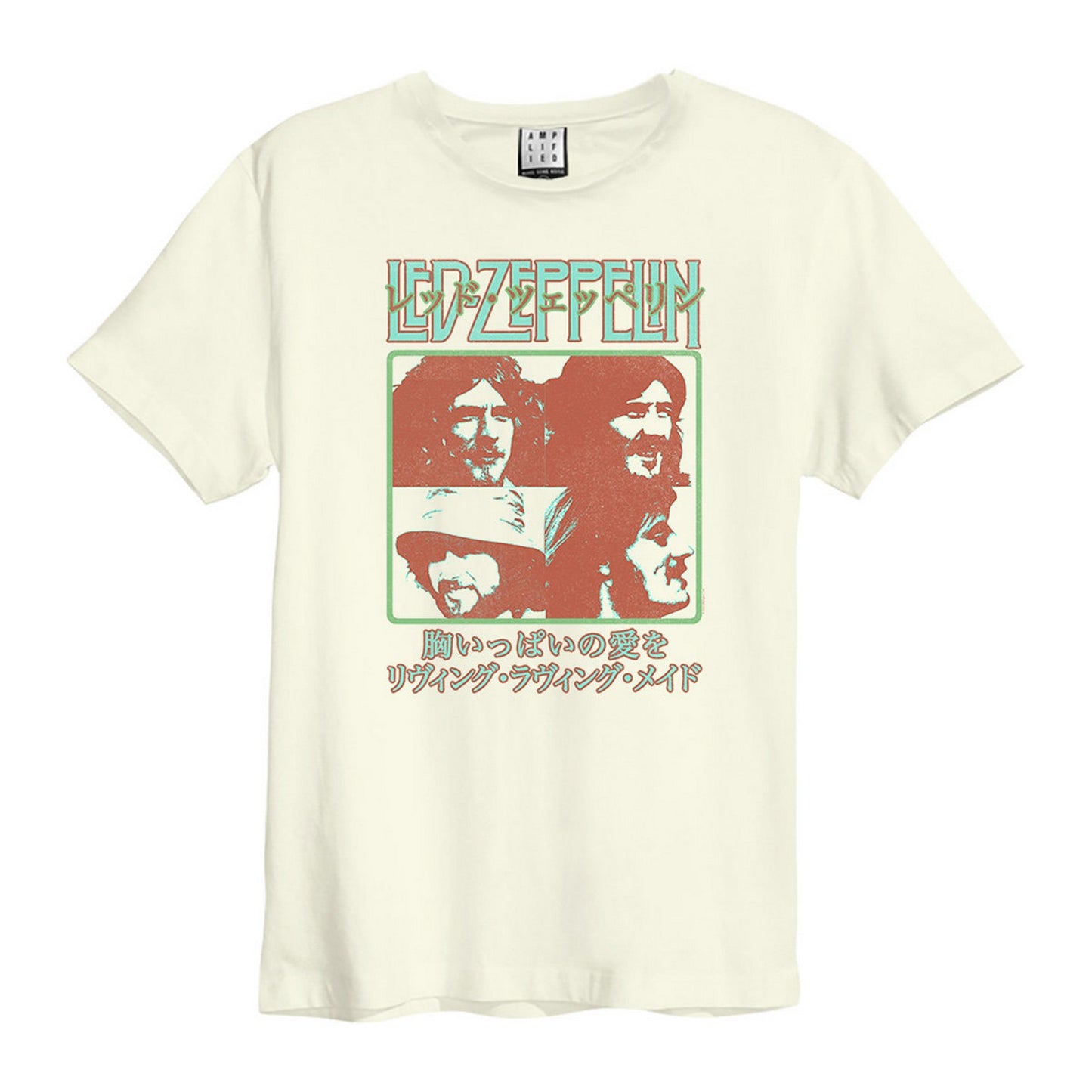 Vintage White - Front - Amplified Unisex Adult Japan Poster Led Zeppelin T-Shirt