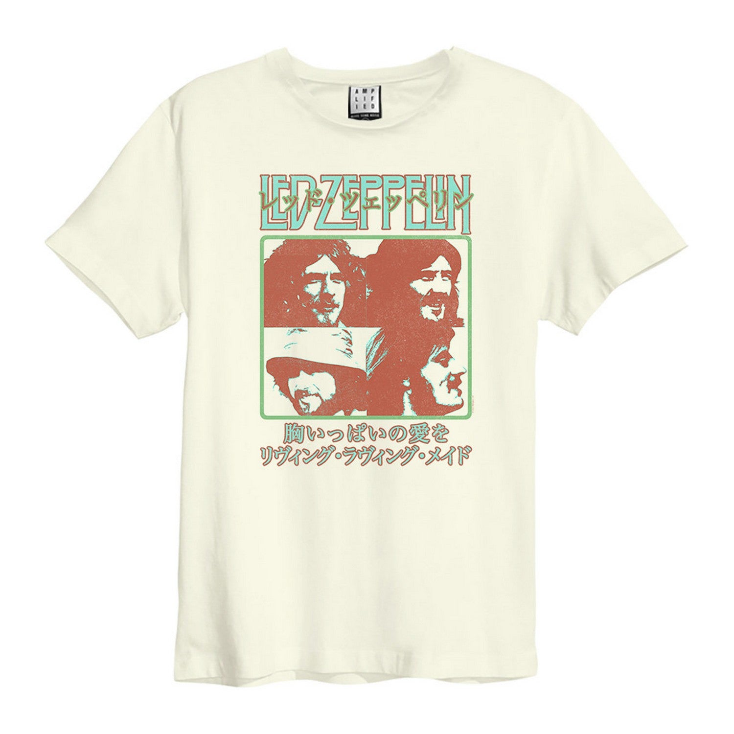 Vintage White - Front - Amplified Unisex Adult Japan Poster Led Zeppelin T-Shirt