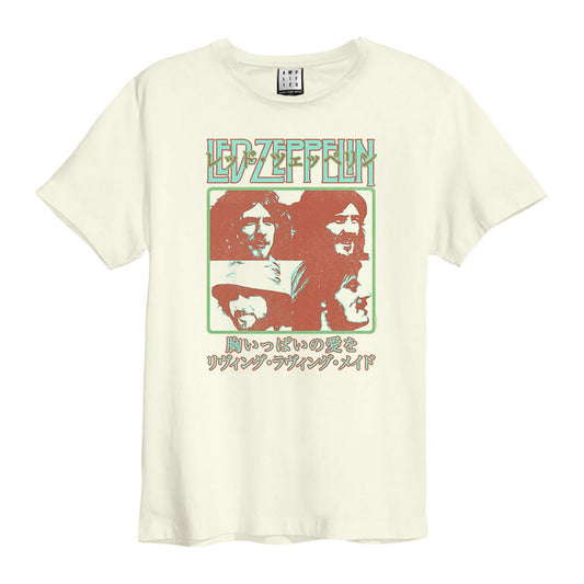 Vintage White - Front - Amplified Unisex Adult Japan Poster Led Zeppelin T-Shirt