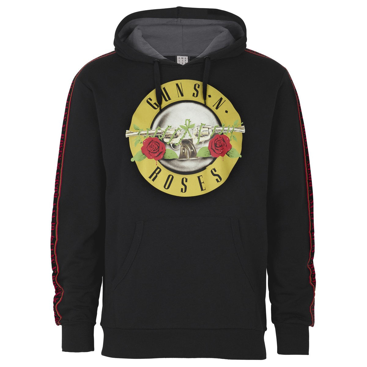 Black - Front - Amplified Mens Guns N Roses Fleece Taped Hoodie