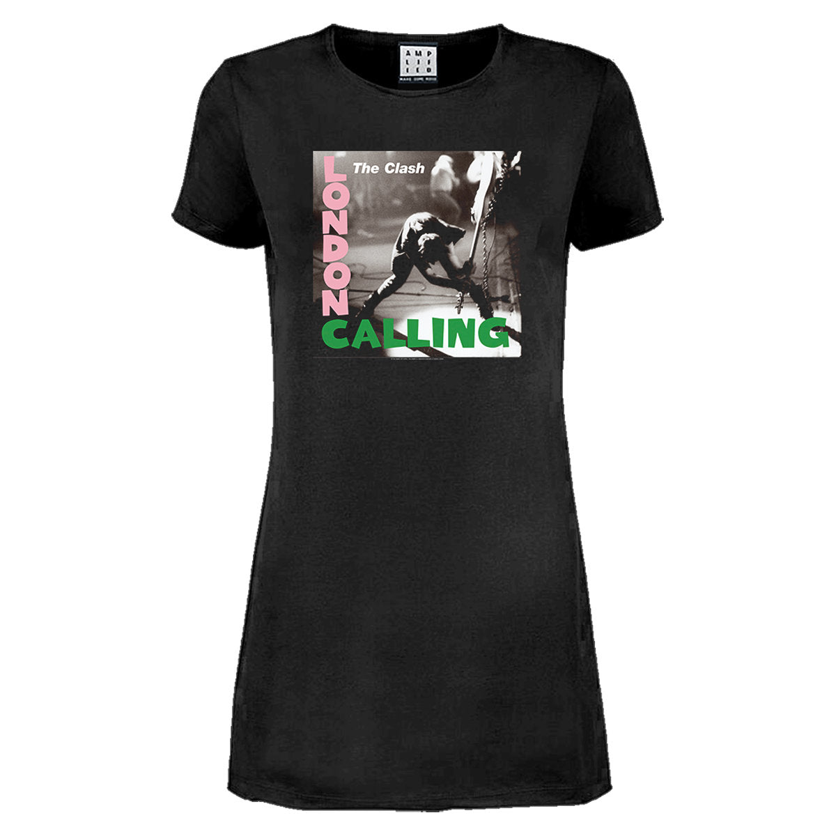 Charcoal - Front - Amplified Womens-Ladies London Calling The Clash T-Shirt Dress