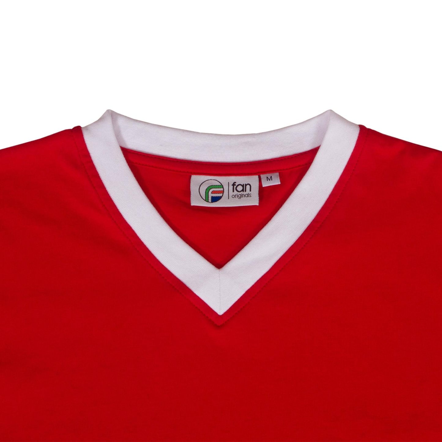 Red - Side - Fan Originals Mens United Wembley 1958 Retro V Neck T-Shirt