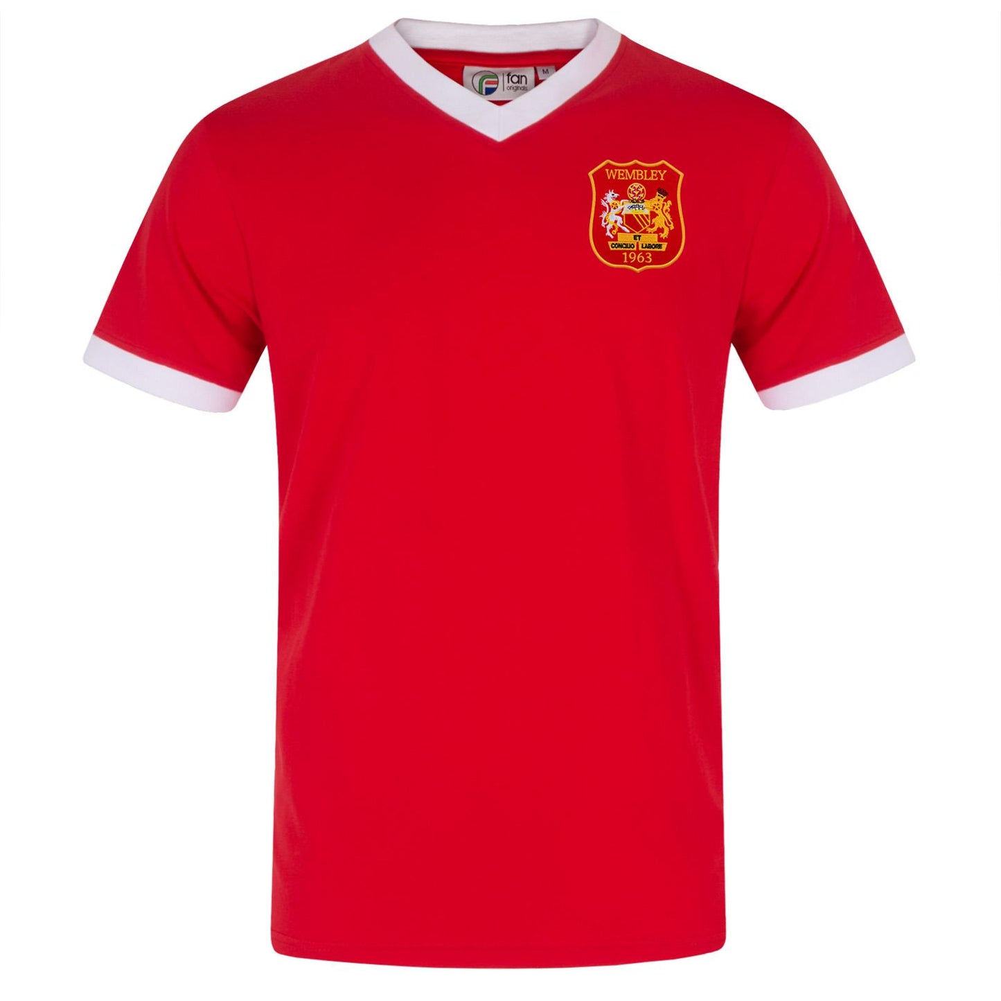 Red - Front - Fan Originals Mens United Wembley 1958 Retro V Neck T-Shirt