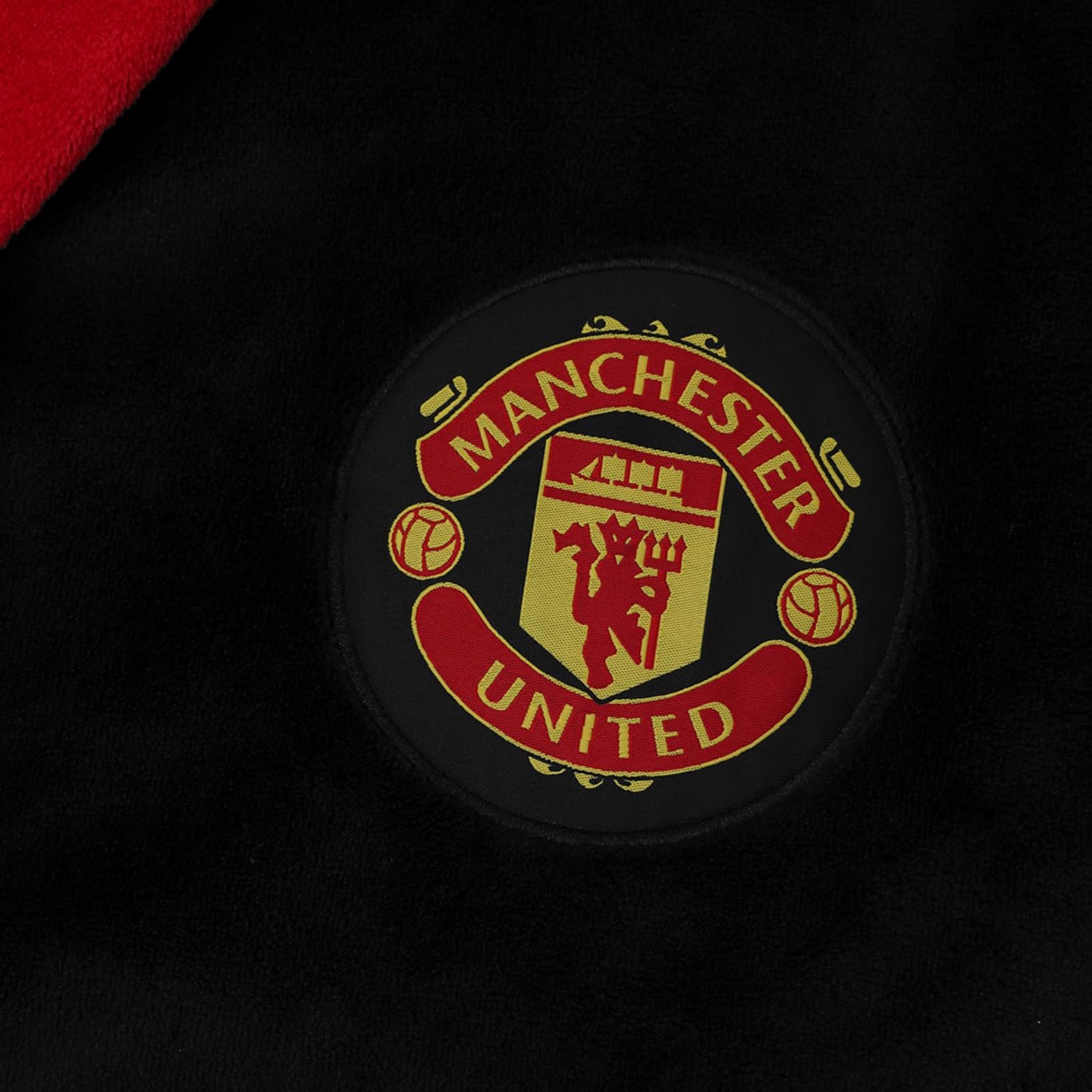 Black - Back - Manchester United FC Mens Crest Fleece Dressing Gown