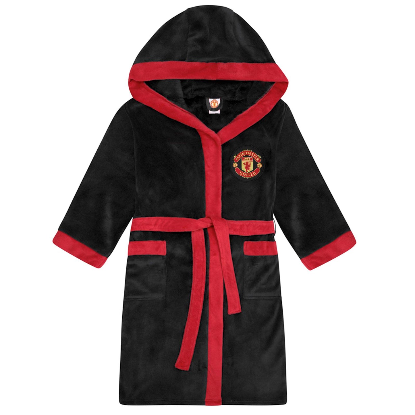 Black - Front - Manchester United FC Mens Crest Fleece Dressing Gown