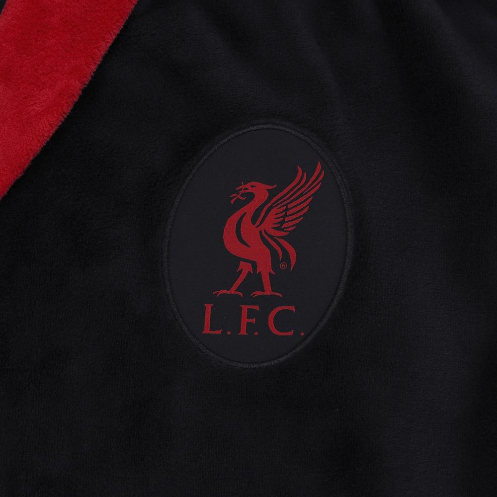 Black - Back - Liverpool FC Mens Crest Fleece Dressing Gown
