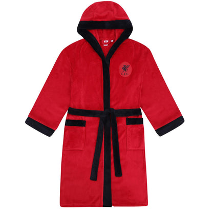 Red - Front - Liverpool FC Mens Crest Fleece Dressing Gown