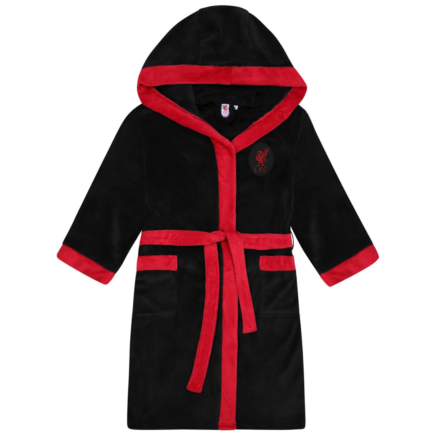 Black - Front - Liverpool FC Mens Crest Fleece Dressing Gown