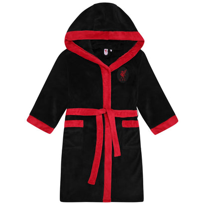 Black - Front - Liverpool FC Mens Crest Fleece Dressing Gown