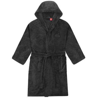 Grey - Front - Liverpool FC Mens Plain Fleece Dressing Gown