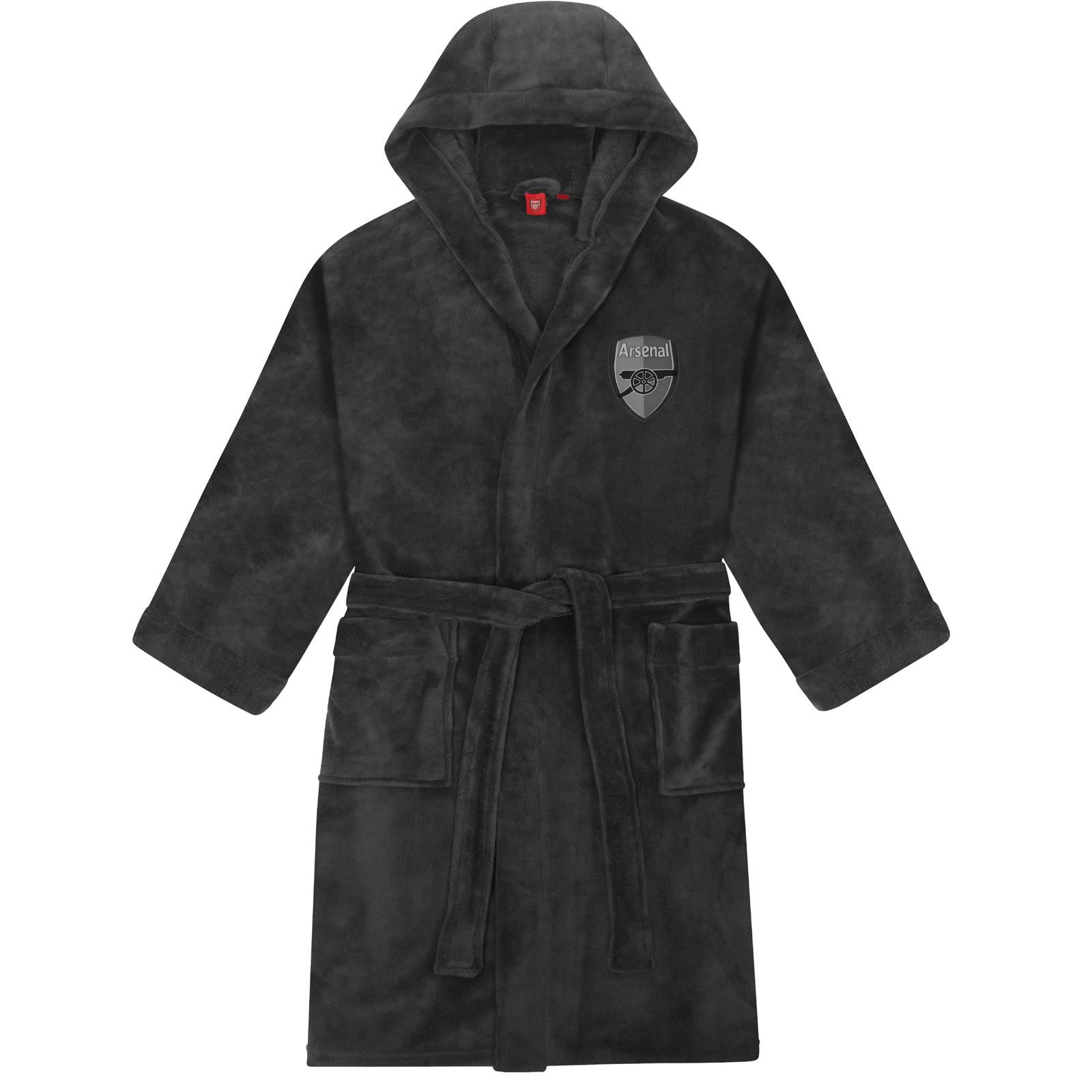 Grey - Front - Arsenal FC Mens Crest Fleece Dressing Gown