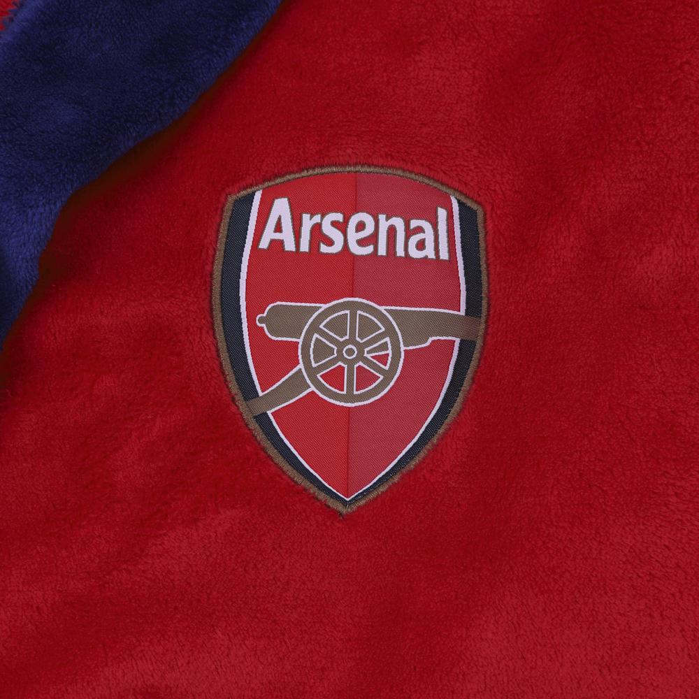 Red - Back - Arsenal FC Mens Crest Fleece Contrast Trim Dressing Gown