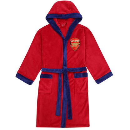 Red - Front - Arsenal FC Mens Crest Fleece Contrast Trim Dressing Gown