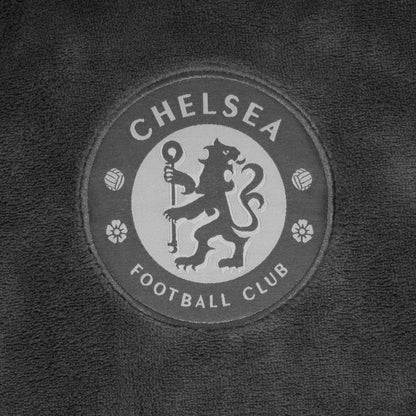 Grey - Back - Chelsea Mens Crest Fleece Dressing Gown