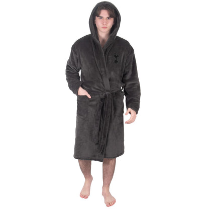 Grey - Side - Tottenham Hotspur FC Mens Crest Fleece Dressing Gown