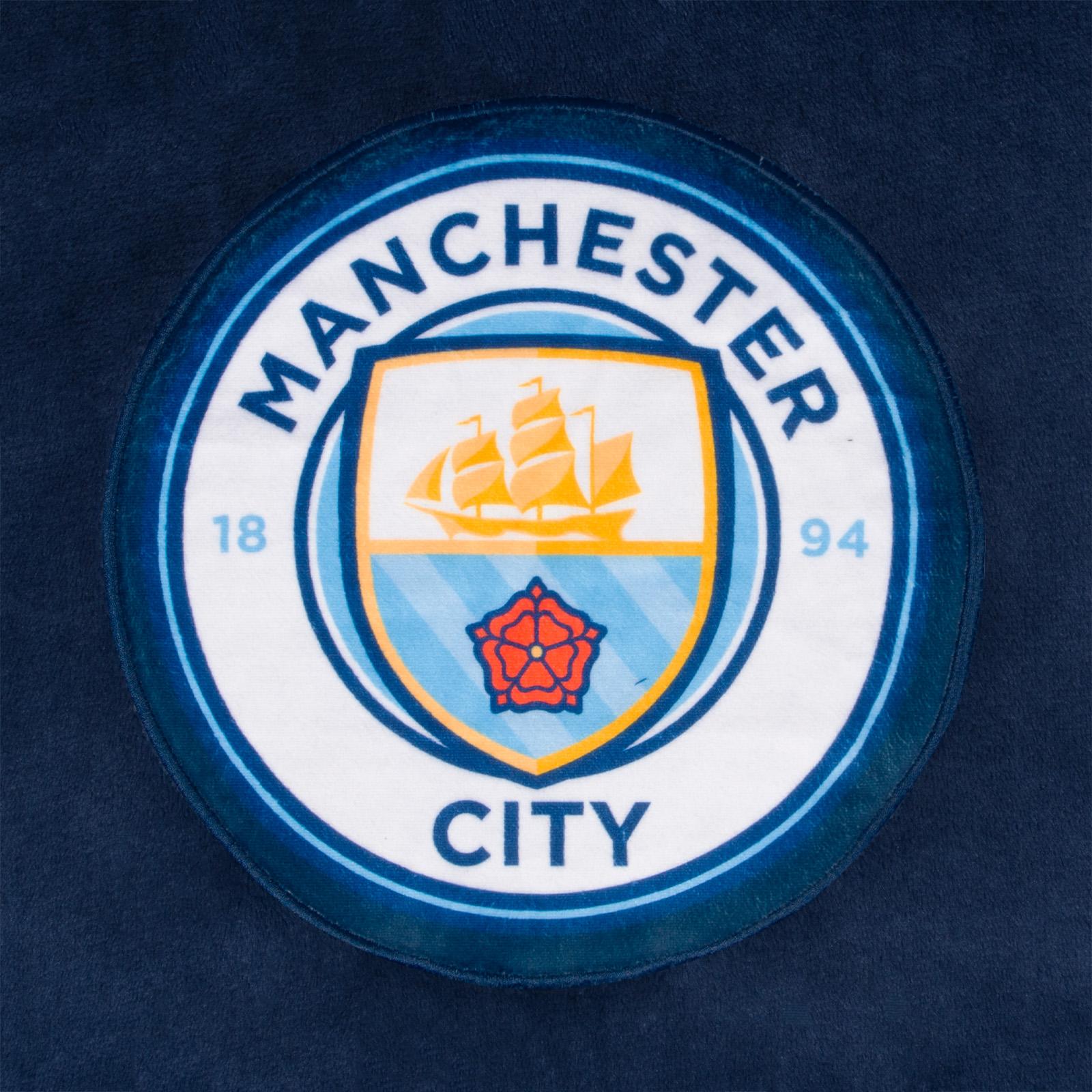 Navy Blue - Back - Manchester City FC Unisex Adult Crest Oversized Blanket Hoodie