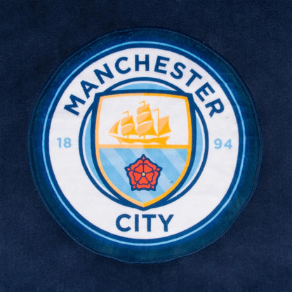 Navy Blue - Back - Manchester City FC Unisex Adult Crest Oversized Blanket Hoodie