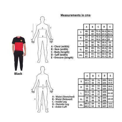 Black - Close up - Manchester United FC Mens Long Pyjama Set