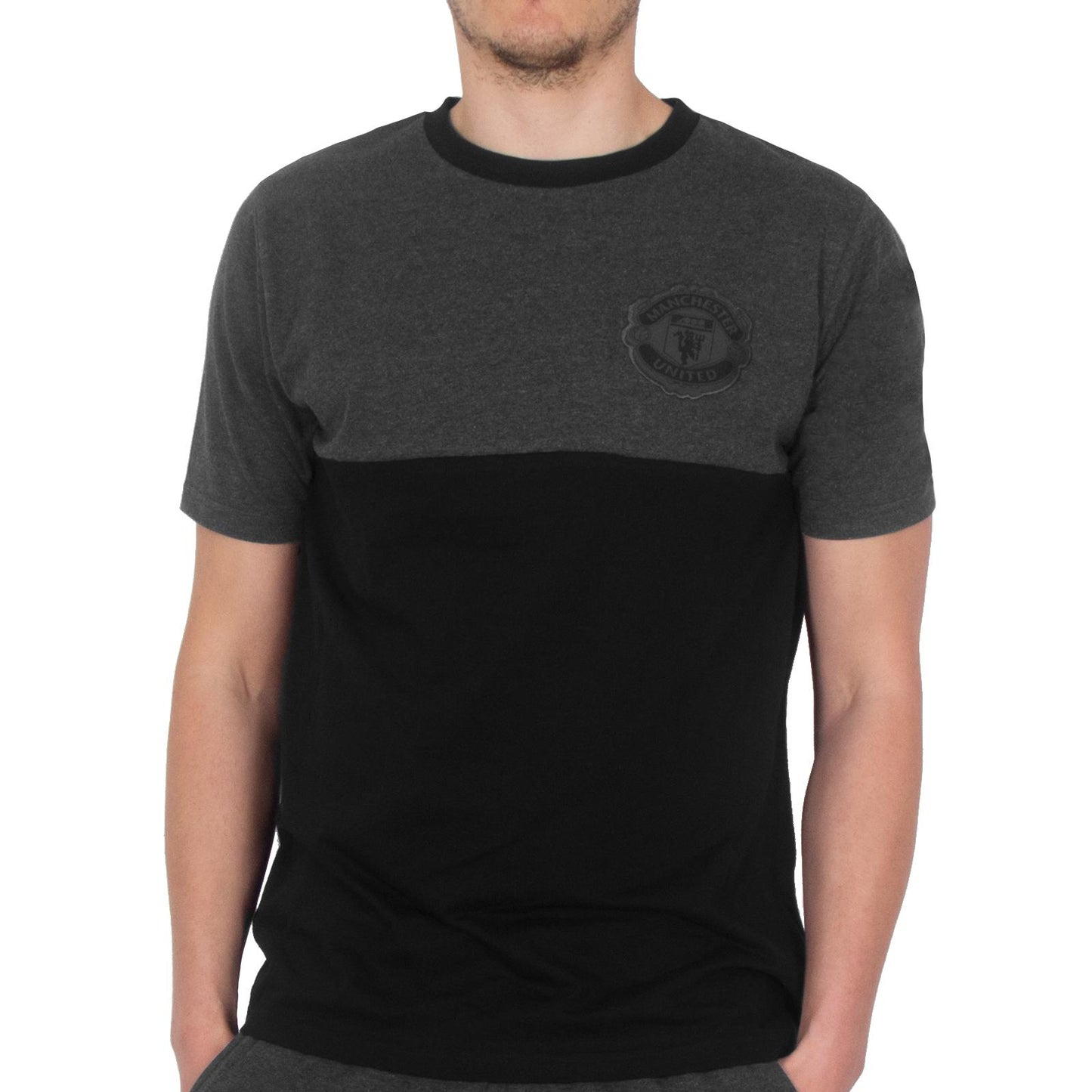Grey - Back - Manchester United FC Mens Long Pyjama Set