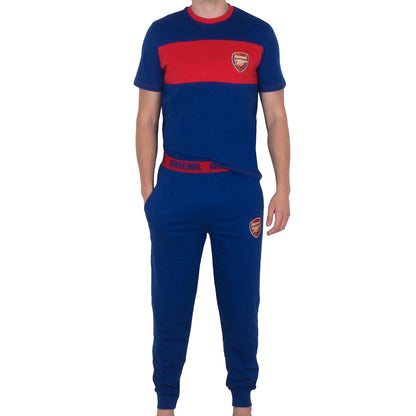 Navy-Red - Front - Arsenal FC Mens Premium Long Pyjama Set