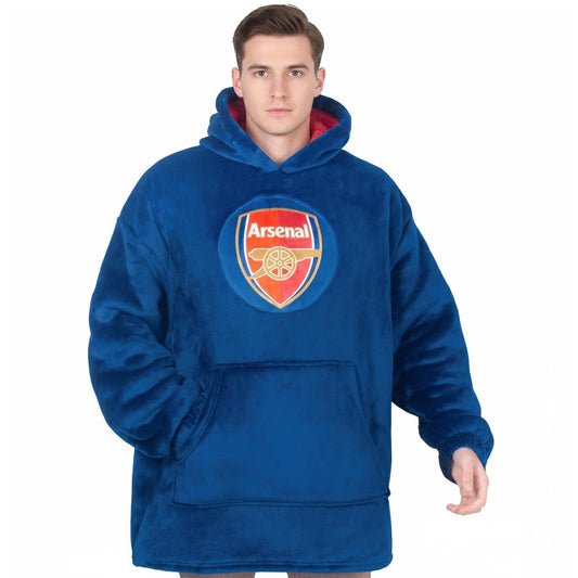 Navy Blue - Front - Arsenal FC Unisex Adult Crest Oversized Blanket Hoodie