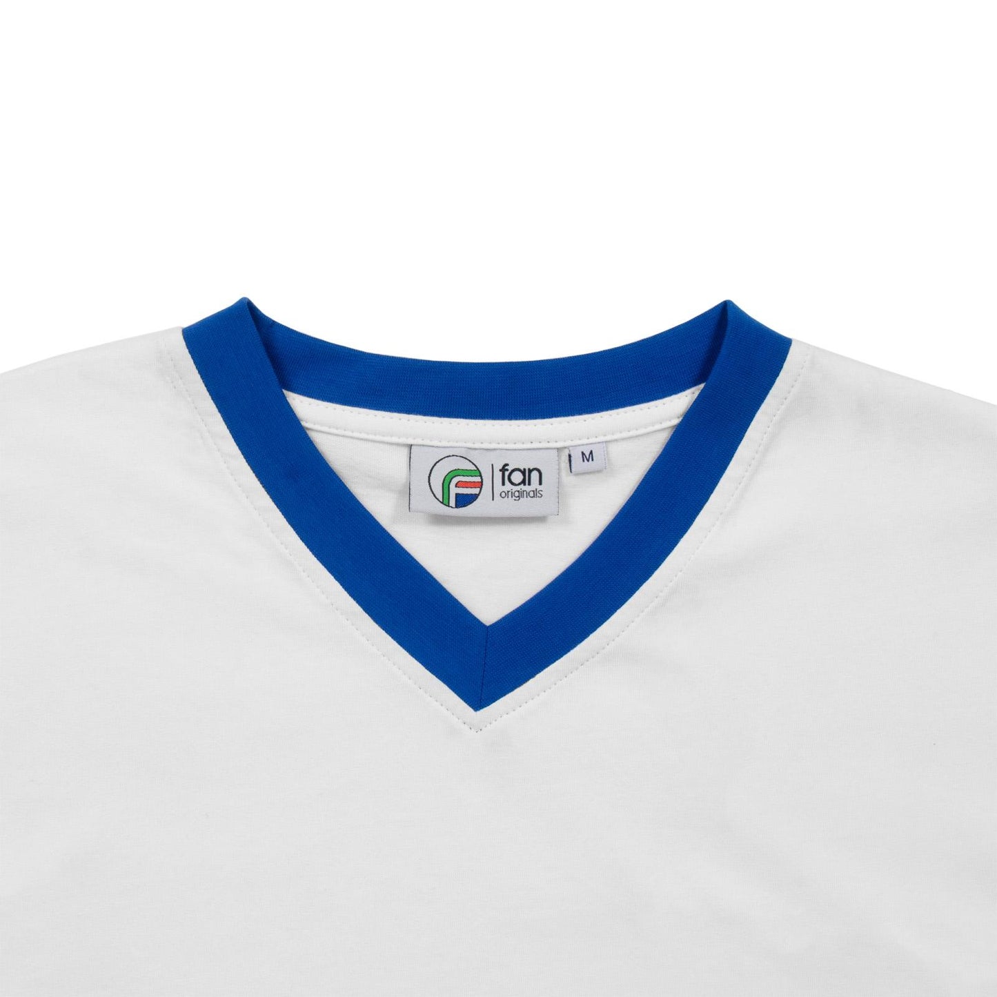 White - Side - Leeds United FC Mens Retro Polyester V Neck T-Shirt