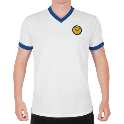 White - Pack Shot - Leeds United FC Mens Retro Polyester V Neck T-Shirt