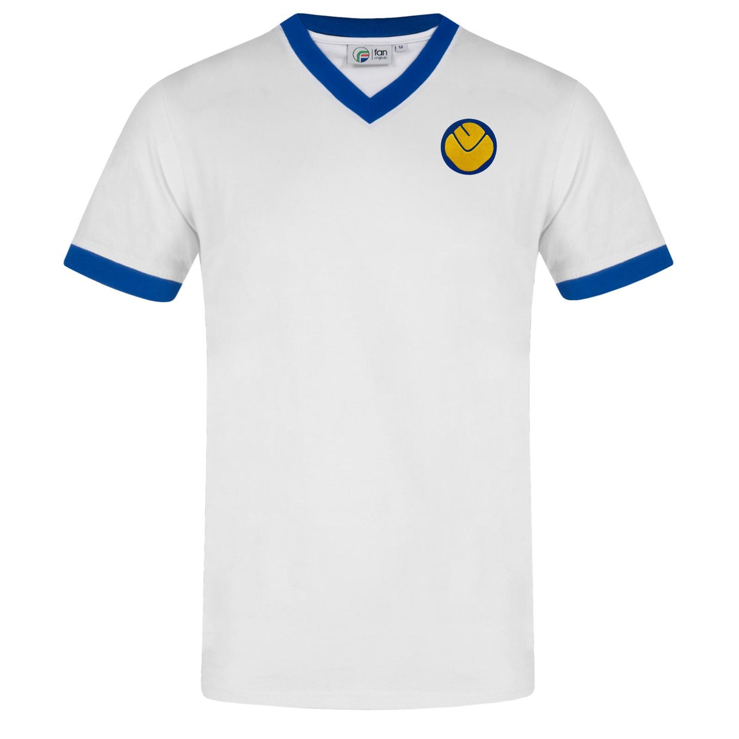 White - Front - Leeds United FC Mens Retro Polyester V Neck T-Shirt