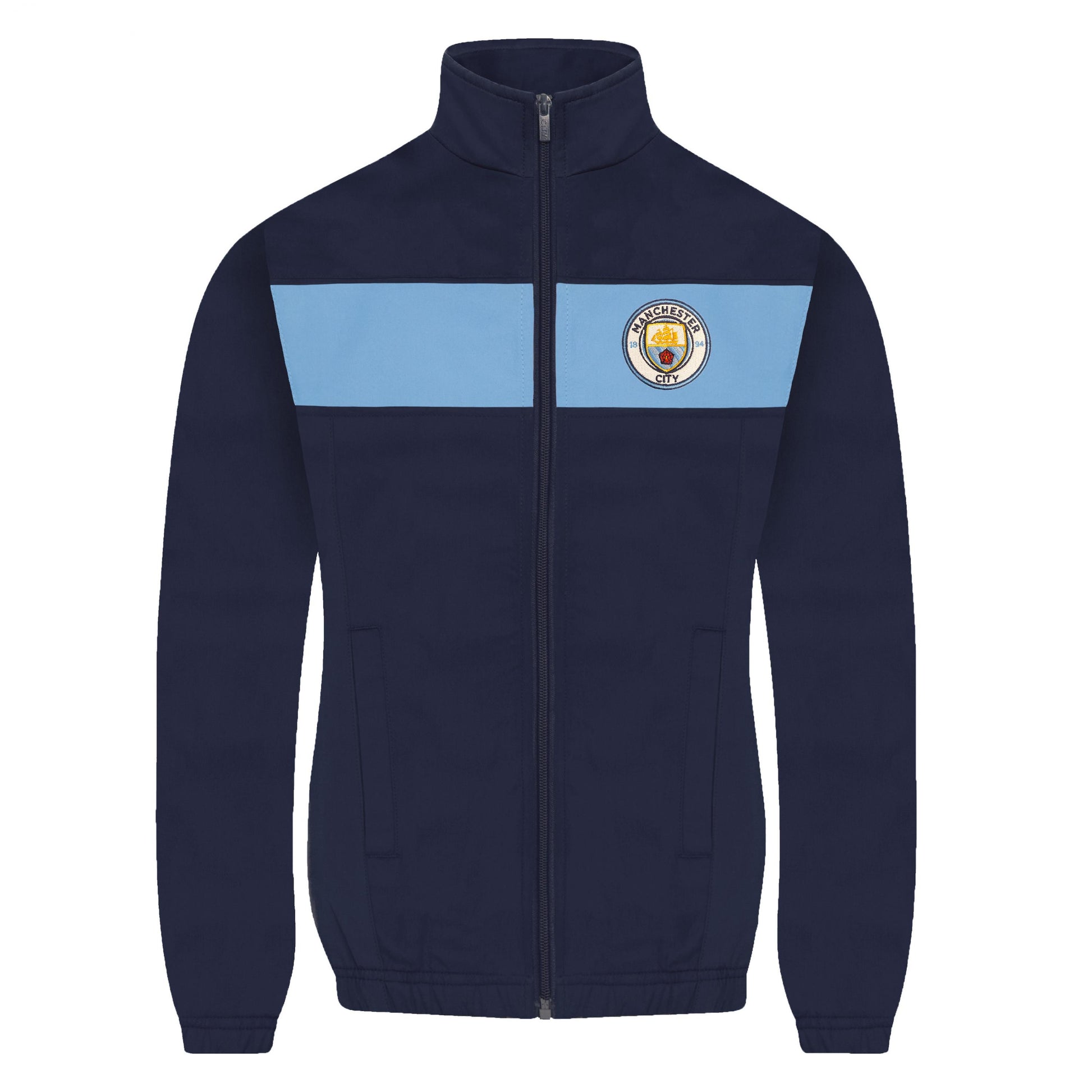 Navy-Sky Blue - Back - Manchester City FC Boys Contrast Striped Tracksuit