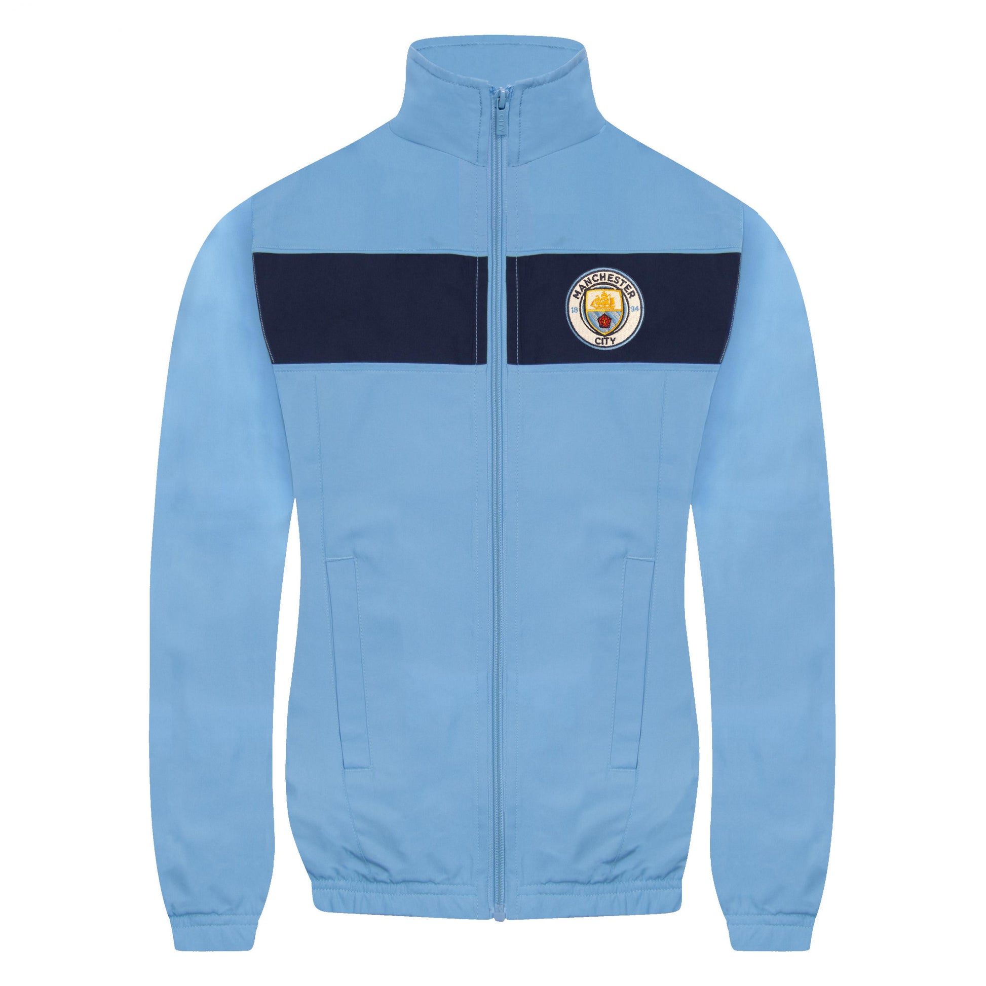 Navy Blue - Back - Manchester City FC Boys Contrast Striped Tracksuit