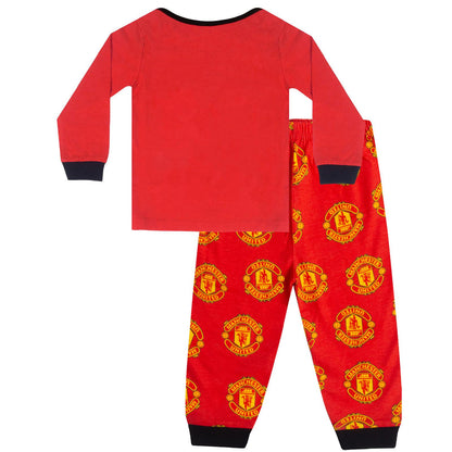 Red - Back - Manchester United FC Baby Boys Crest Long Pyjama Set