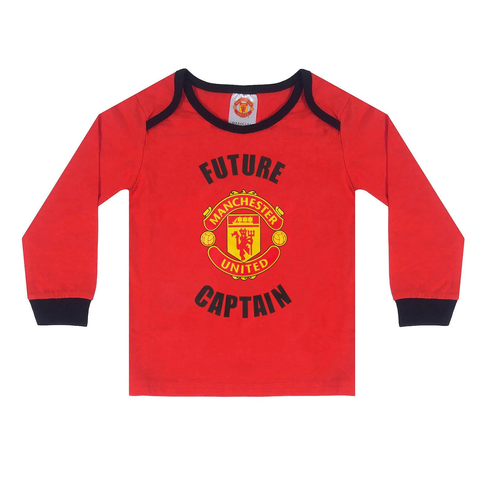 Red - Side - Manchester United FC Baby Boys Crest Long Pyjama Set