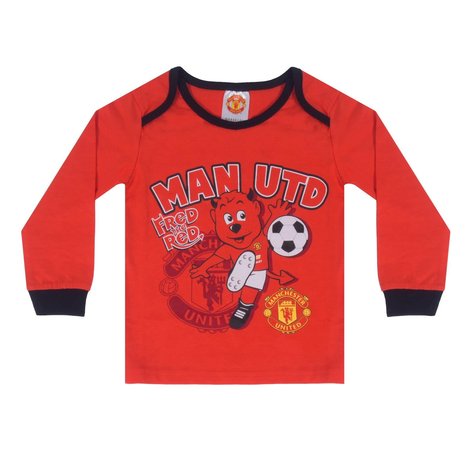 Red-White - Back - Manchester United FC Baby Boys Fred The Red Long Pyjama Set