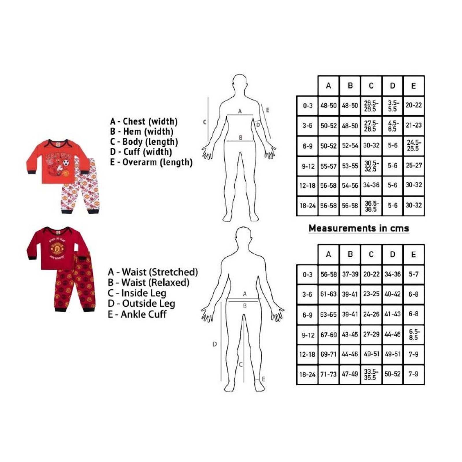 Red-White - Close up - Manchester United FC Baby Boys Fred The Red Long Pyjama Set