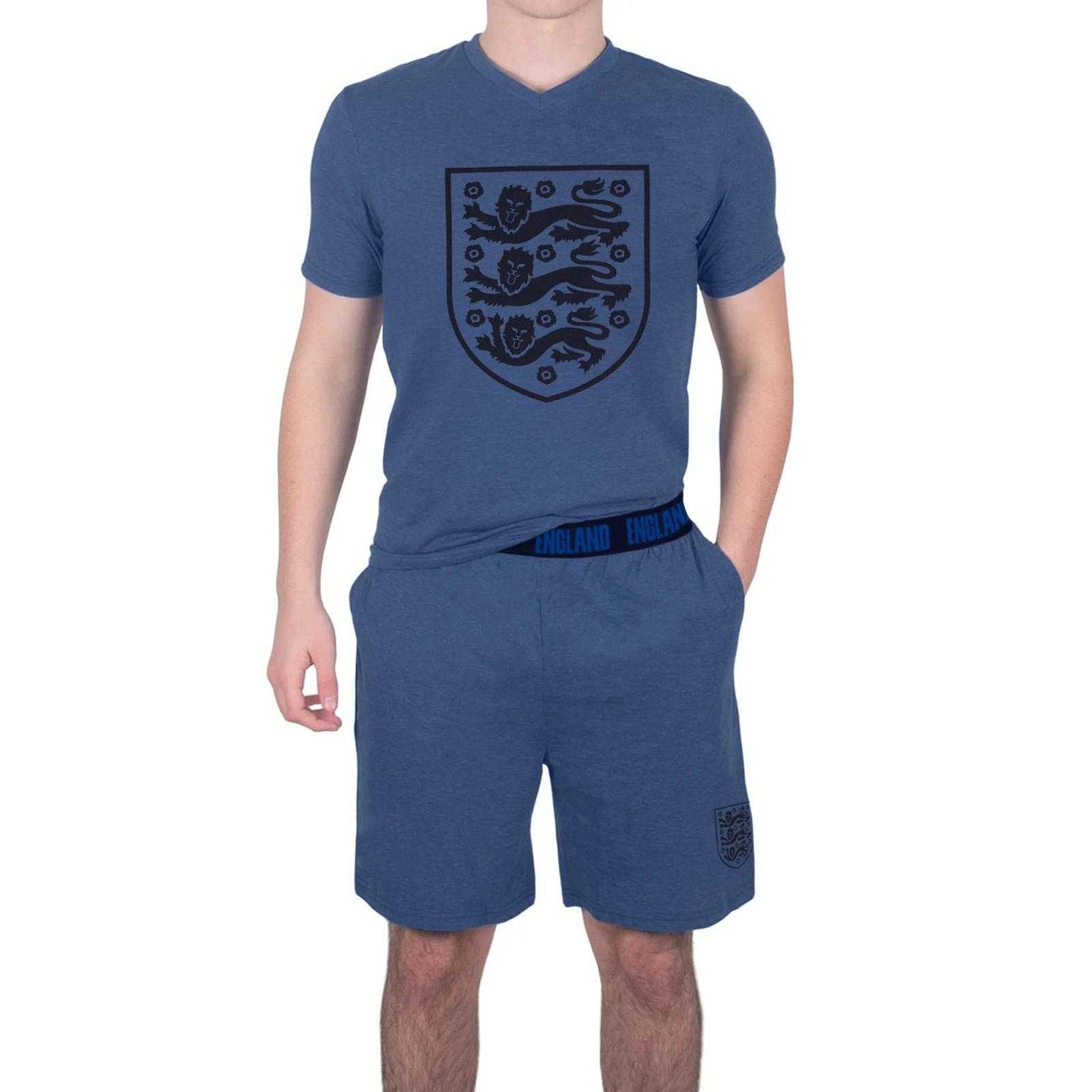 Apres Navy Marl - Pack Shot - England Mens Short Pyjama Set