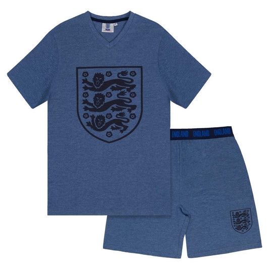 Apres Navy Marl - Front - England Mens Short Pyjama Set