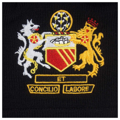 Black - Side - Fan Originals Manchester Crest Bobble Beanie